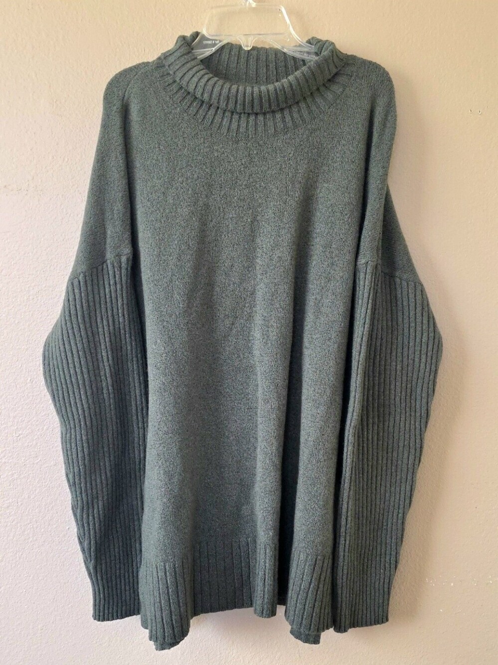 L.L. Bean Womens The Essential Green Wool Blend Turtle Neck Sweater - Size 2X